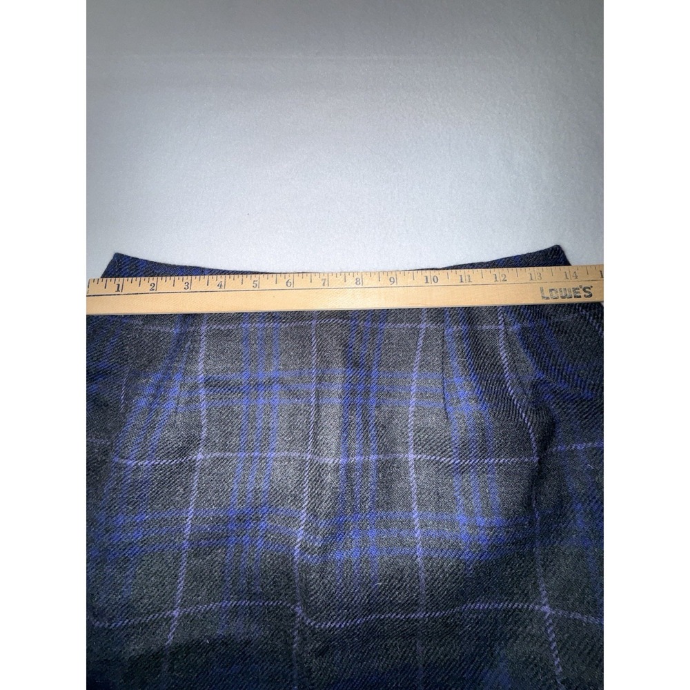 Harve Benard Sport Size 8 Grey Blue Purple Plaid Pencil Skirt 100%‎ Wool Fringe - Picture 7 of 11